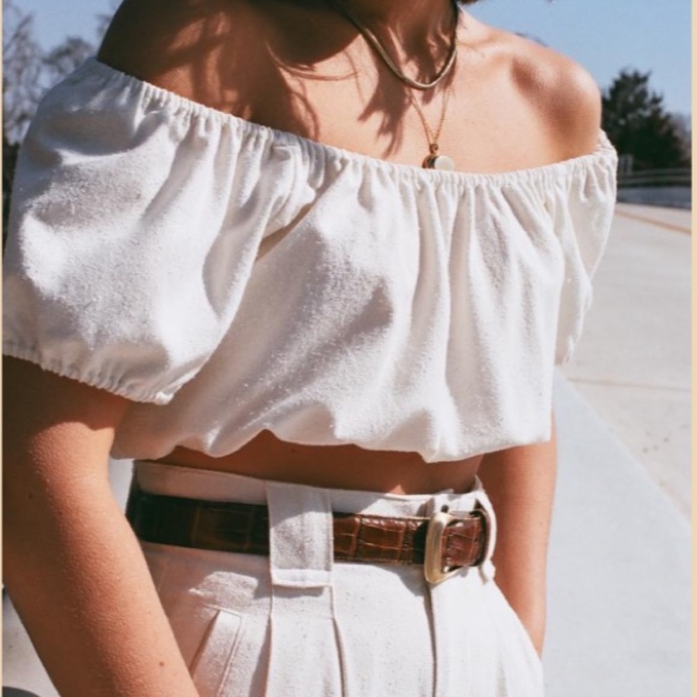 Na Nin Stella Cotton Crop Top in Ecru S